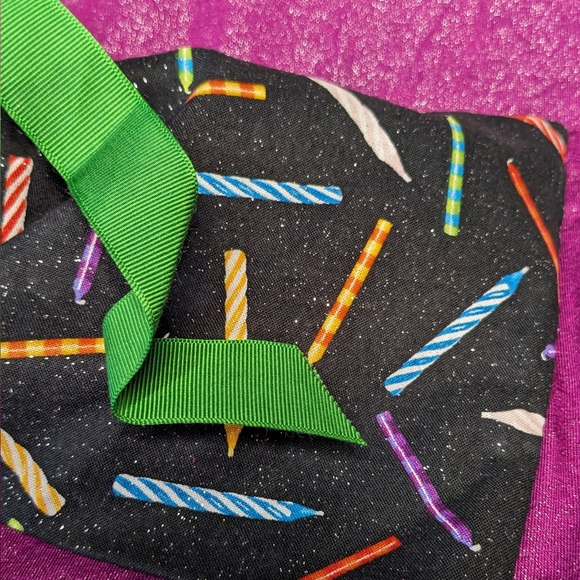 Small Reusable sparkle birthday candle drawstring giftbag- green ribbon (1 of 2) - Picture 3 of 3